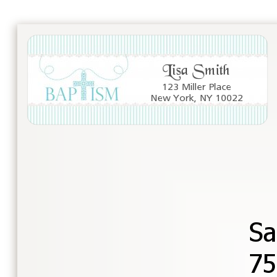 Cross Blue Necklace - Baptism / Christening Return Address Labels