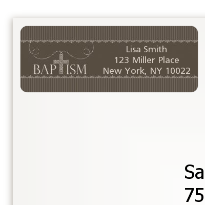 Cross Brown Necklace - Baptism / Christening Return Address Labels