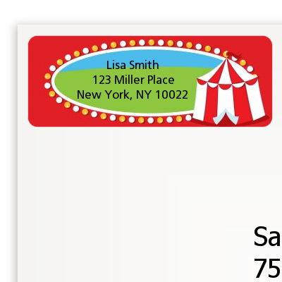 Circus Tent - Birthday Party Return Address Labels