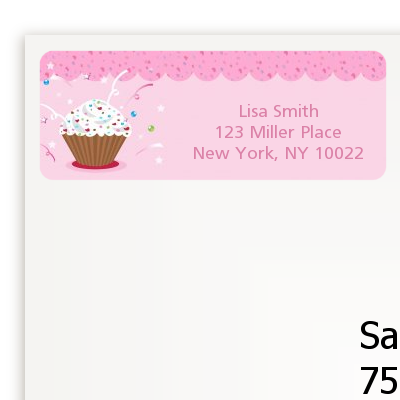 Cupcake Girl - Birthday Party Return Address Labels