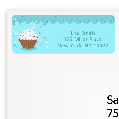 Cupcake Boy - Birthday Party Return Address Labels