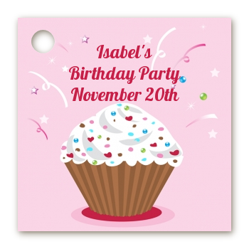 Cupcake Girl - Personalized Birthday Party Card Stock Favor Tags