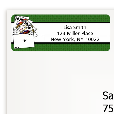 Casino Night Royal Flush - Birthday Party Return Address Labels