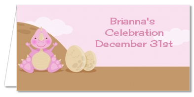 Dinosaur Baby Girl - Personalized Baby Shower Place Cards