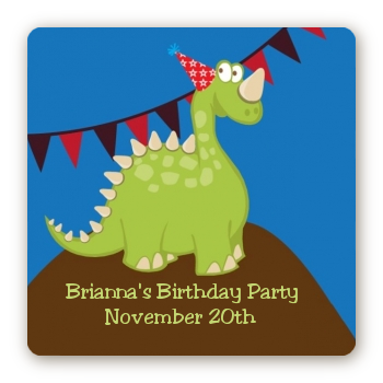 Dinosaur - Square Personalized Birthday Party Sticker Labels