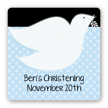 Dove Blue - Square Personalized Baptism / Christening Sticker Labels