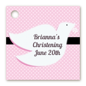 Dove Pink - Personalized Baptism / Christening Card Stock Favor Tags