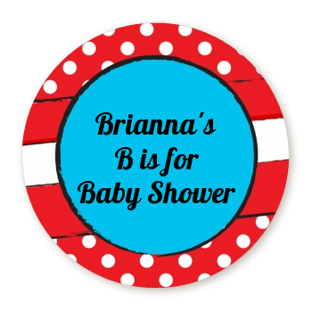  Dr. Seuss Inspired - Round Personalized Baby Shower Sticker Labels 