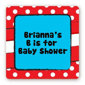 Dr. Seuss Inspired - Square Personalized Baby Shower Sticker Labels