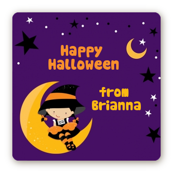 Dress Up Witch Costume - Square Personalized Halloween Sticker Labels