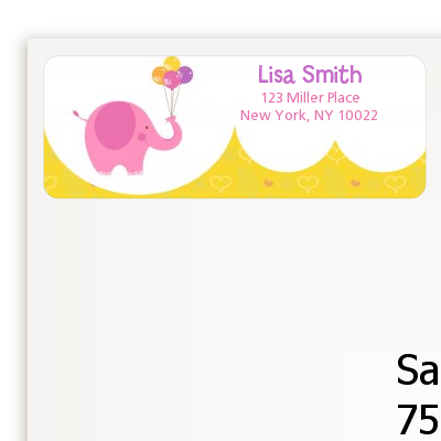 Elephant Pink - Birthday Party Return Address Labels