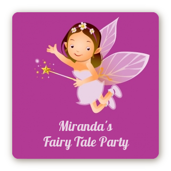 Fairy Princess - Square Personalized Birthday Party Sticker Labels