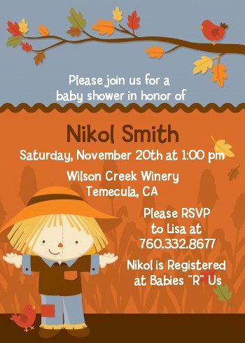 Scarecrow Fall Theme - Baby Shower Invitations