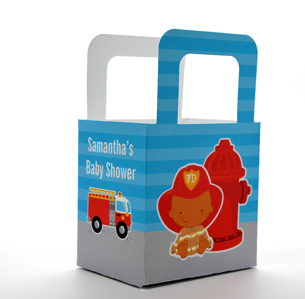  Future Firefighter - Personalized Baby Shower Favor Boxes African American