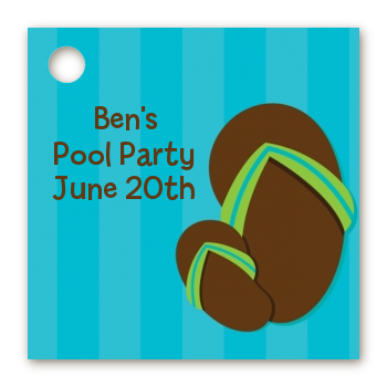 Flip Flops Boy Pool Party - Personalized Birthday Party Card Stock Favor Tags