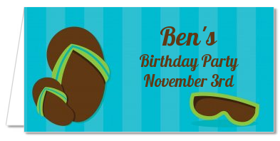 Flip Flops Boy Pool Party - Personalized Birthday Party Place Cards