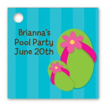 Flip Flops Girl Pool Party - Personalized Birthday Party Card Stock Favor Tags