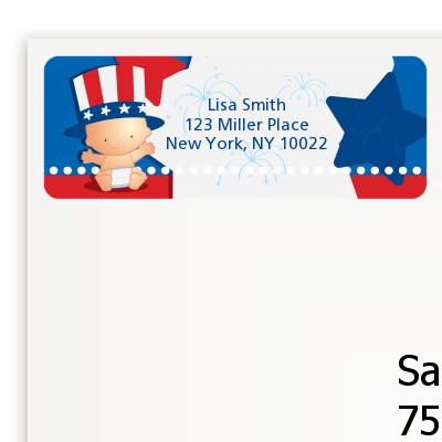 Fourth Of July Little Firecracker - Baby Shower Return Address Labels