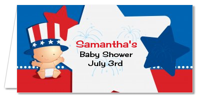 Fourth Of July Little Firecracker - Personalized Baby Shower Place Cards