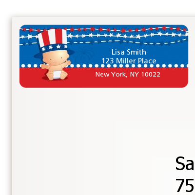 Fourth Of July Stars & Stripes - Baby Shower Return Address Labels