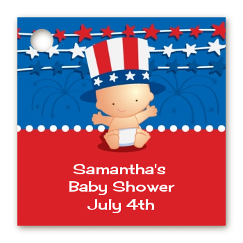 Fourth Of July Stars & Stripes - Personalized Baby Shower Card Stock Favor Tags