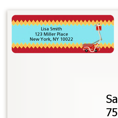 Fire Truck - Baby Shower Return Address Labels