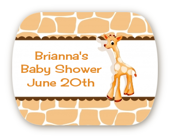 Giraffe Brown - Personalized Baby Shower Rounded Corner Stickers