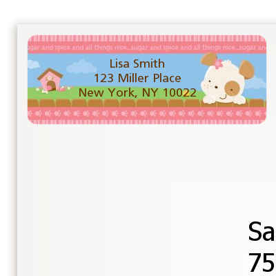 Puppy Dog Tails Girl - Baby Shower Return Address Labels