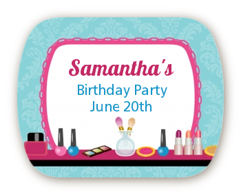 Glamour Girl Makeup Party - Personalized Birthday Party Rounded Corner Stickers