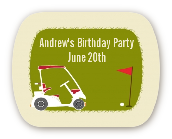 Golf Cart - Personalized Birthday Party Rounded Corner Stickers