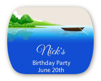 Gone Fishing - Personalized Birthday Party Rounded Corner Stickers