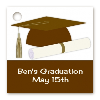 Graduation Cap Brown - Personalized Graduation Party Card Stock Favor Tags