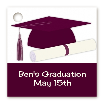 Graduation Cap Purple - Personalized Graduation Party Card Stock Favor Tags