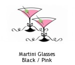 Martini Glasses Black / Pink
