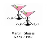 Martini Glasses Black / Pink