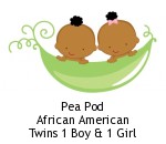 Pea Pod African American Twins 1 Boy & 1 Girl