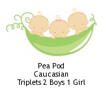 Pea Pod Caucasian Triplets 2 Boys 1 Girl