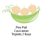 Pea Pod Caucasian Triplets 3 Boys