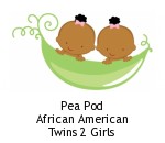 Pea Pod African American Twins 2 Girls