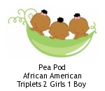 Pea Pod African American Triplets 2 Girls 1 Boy