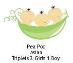 Pea Pod Asian Triplets 2 Girls 1 Boy