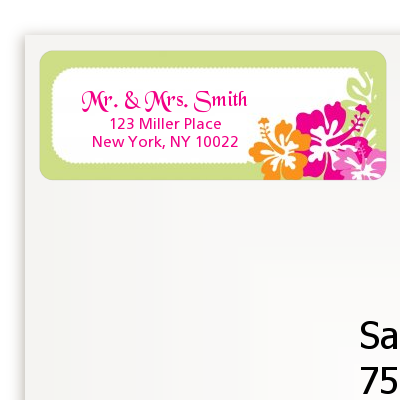 Hibiscus - Bridal Shower Return Address Labels