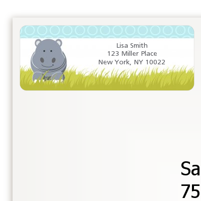 Hippopotamus Boy - Baby Shower Return Address Labels