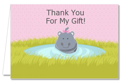 Hippopotamus Girl - Baby Shower Thank You Cards