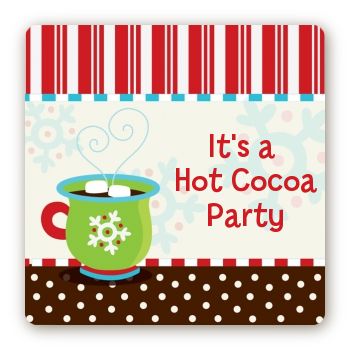 Hot Cocoa Party - Square Personalized Christmas Sticker Labels