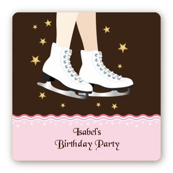 Ice Skating - Square Personalized Birthday Party Sticker Labels