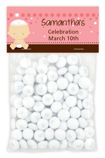 Jewish Baby Girl - Custom Bar / Bat Mitzvah Treat Bag Topper