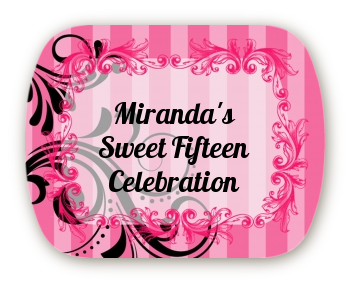 Juicy Couture Inspired - Personalized Birthday Party Rounded Corner Stickers