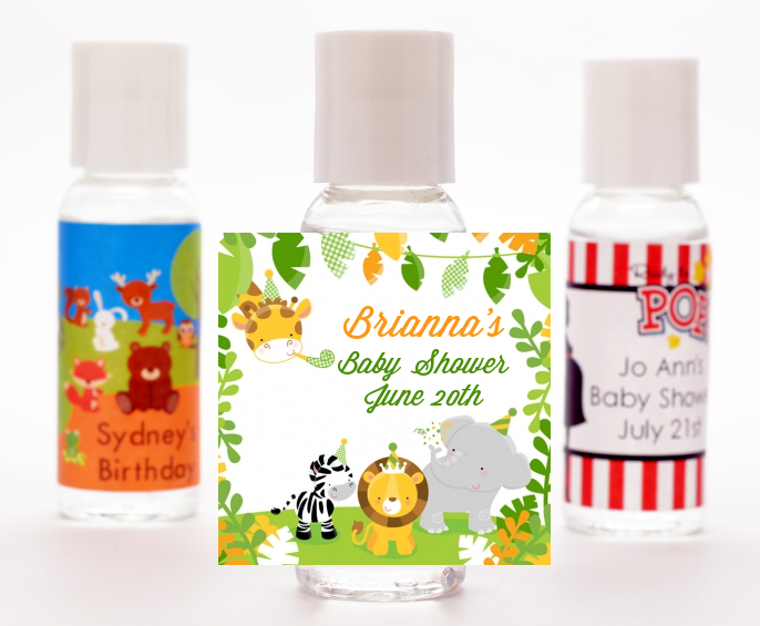 Jungle Party Baby Shower hand sanitizer favors