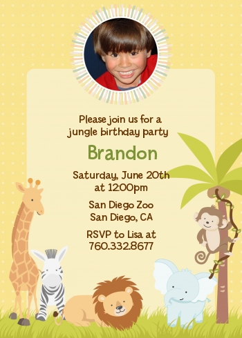 Jungle Safari Party - Photo Birthday Party Invitations